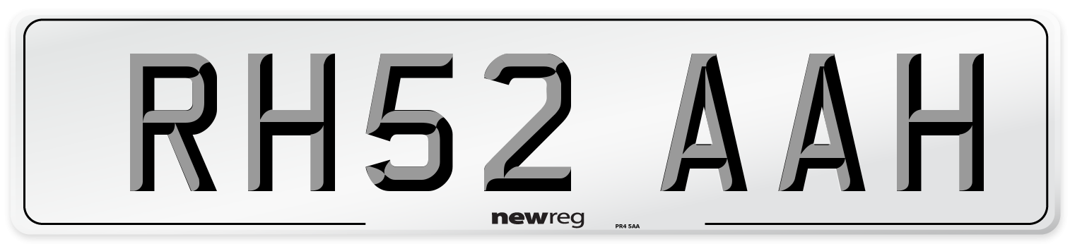 RH52 AAH Number Plate from New Reg
